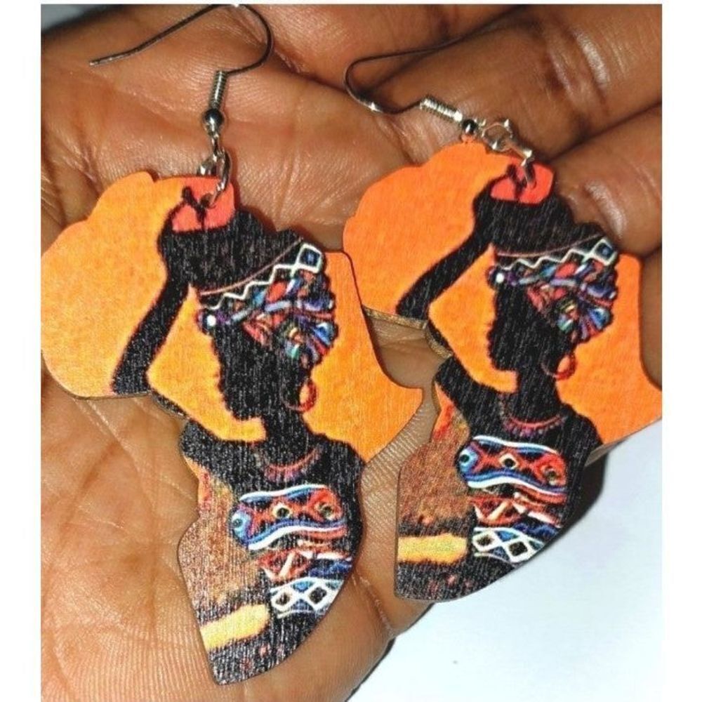 Ladies African festive colorful dangle earrings - Picture 3 of 3
